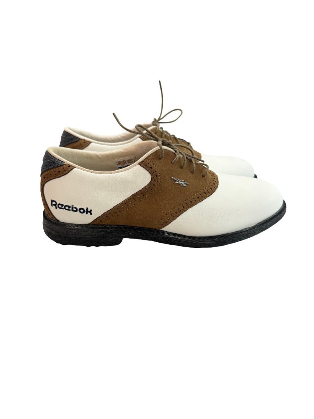 Reebok Performance Convertible White Tan Leather Golf Casual Shoes Size 9 Men's